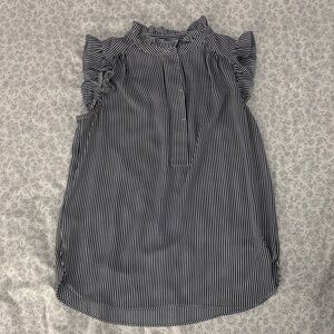 LOFT Black and White Striped Blouse